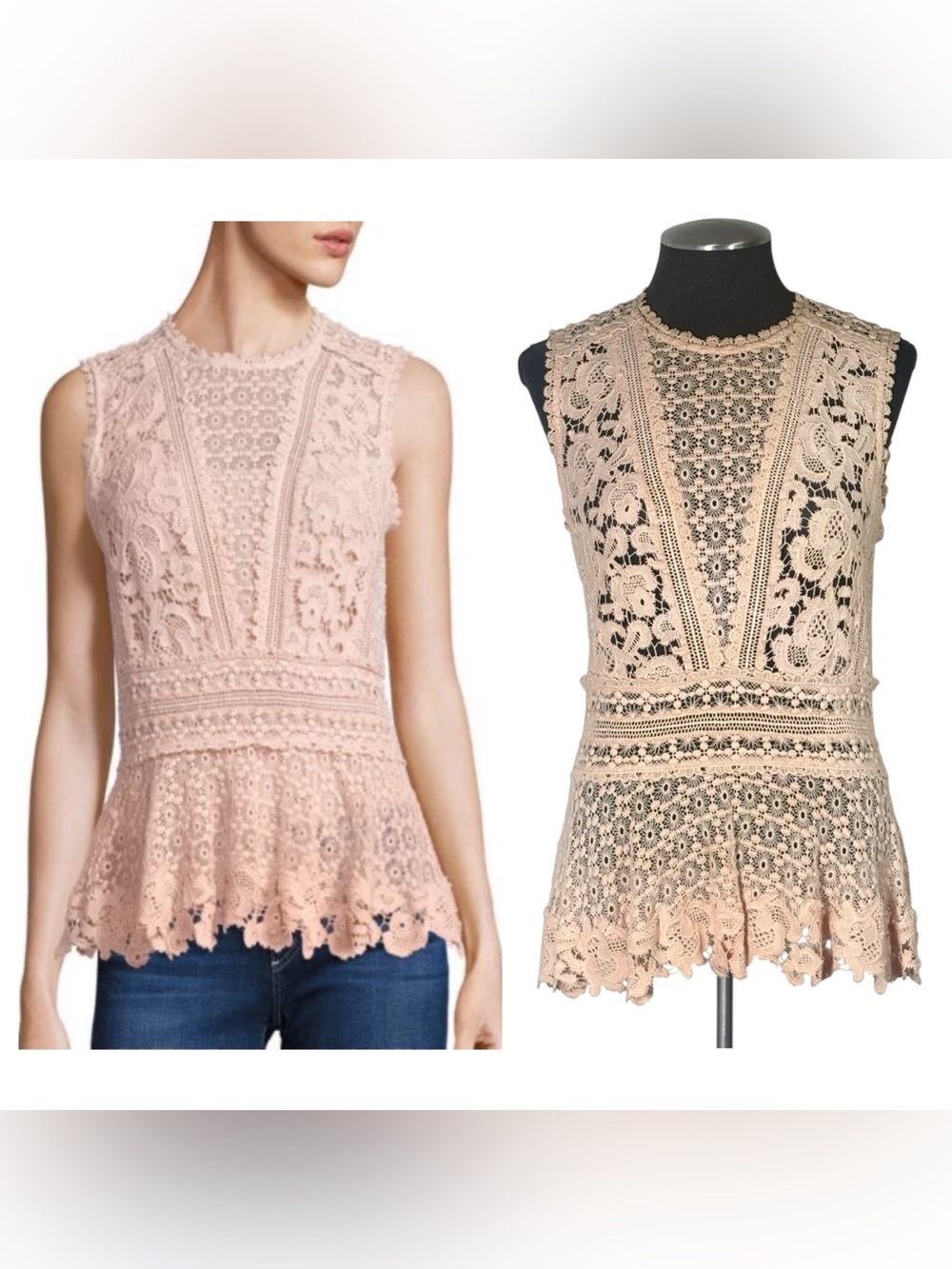 🆕 Rebecca Taylor – Ballet Lace Sleeveless Peplum Top – Size 4
